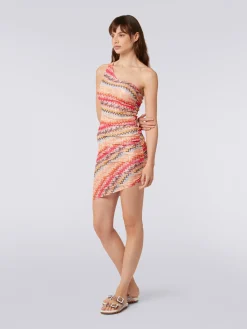 Short chevron tulle one-shoulder cover up