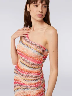 Short chevron tulle one-shoulder cover up