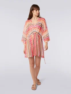 Short chevron viscose tulle cover up