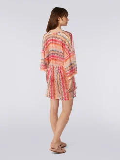 Short chevron viscose tulle cover up