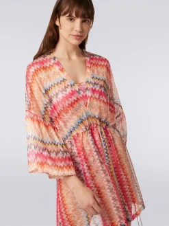 Short chevron viscose tulle cover up