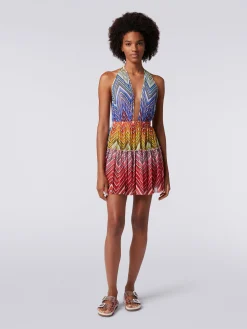 Short cover up in zigzag print tulle