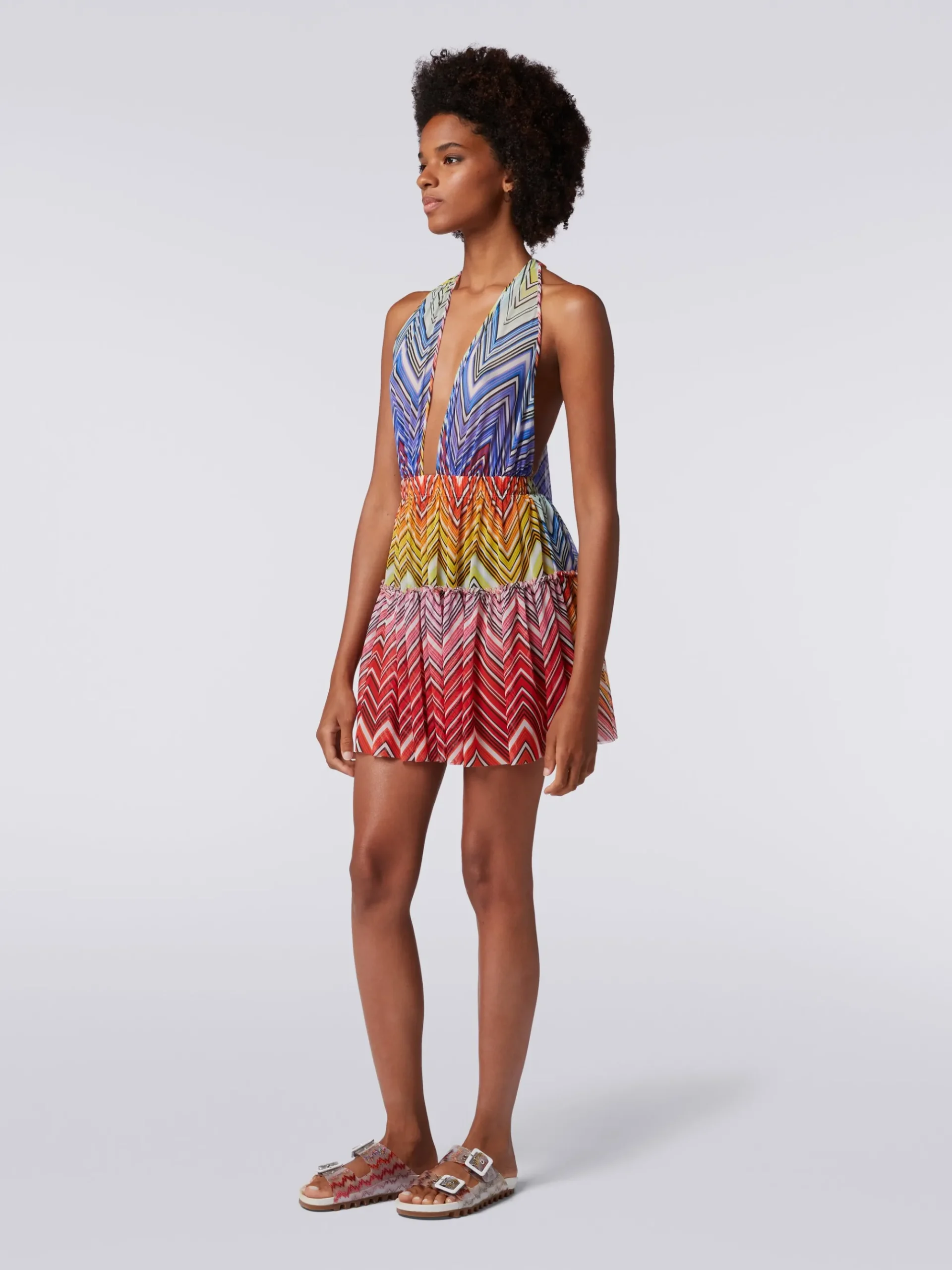 Short cover up in zigzag print tulle
