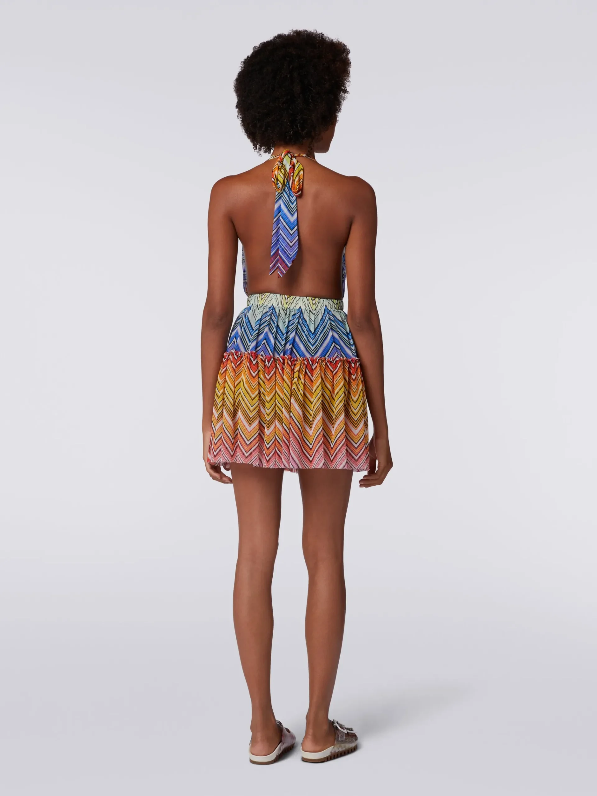 Short cover up in zigzag print tulle