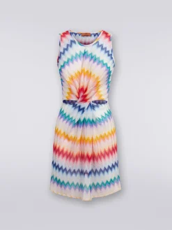 Short cover up with torchon neckline and zigzag print