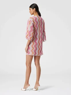 Short cover-up kaftan with braided lacing
