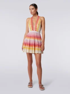 Short dégradé lace-effect cover up with lurex