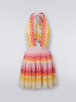Short dégradé lace-effect cover up with lurex
