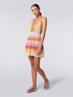 Short dégradé lace-effect cover up with lurex