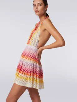 Short dégradé lace-effect cover up with lurex