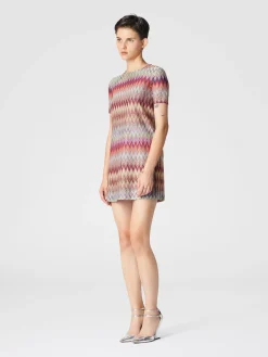 Short knitted lace turtleneck dress