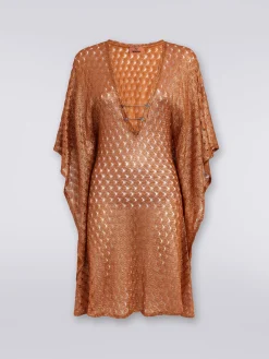 Short lace-effect cover up kaftan