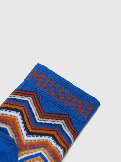 Short socks in zig zag cotton blend with logo