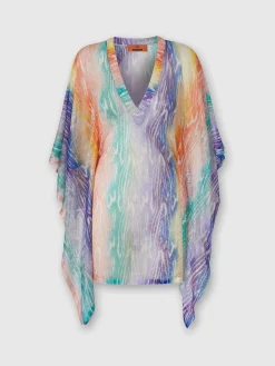 Short tie-dye print cover up kaftan