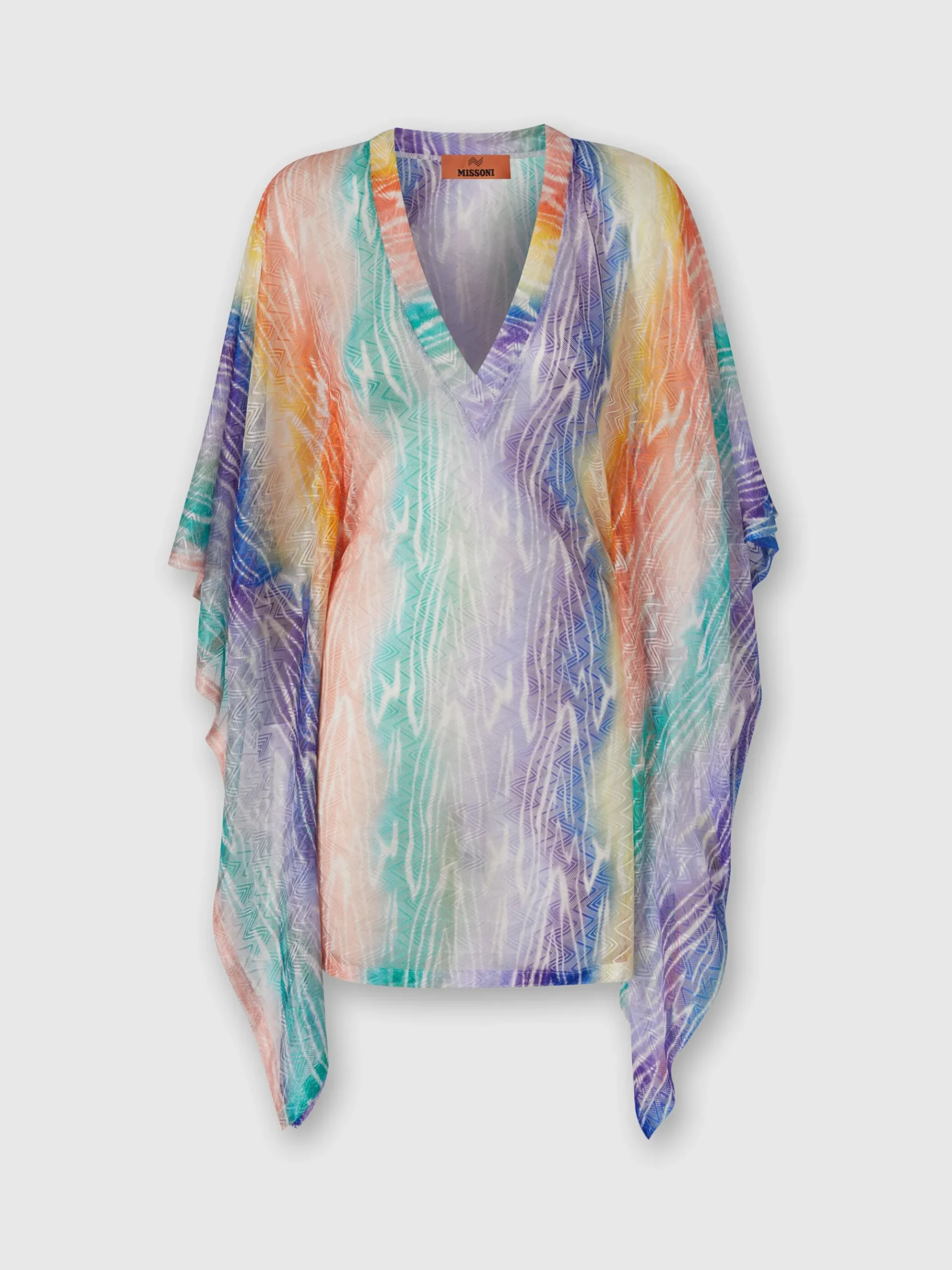 Short tie-dye print cover up kaftan