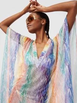 Short tie-dye print cover up kaftan