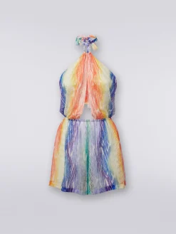 Short tie-dye print cover up jumpsuit