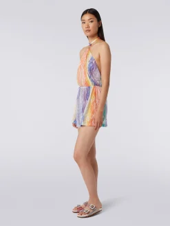 Short tie-dye print cover up jumpsuit