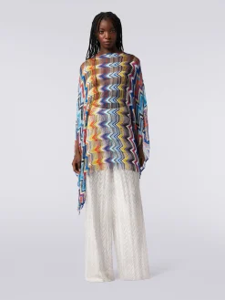 Short viscose cover-up kaftan with fringes