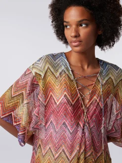 Short zigzag print cover up kaftan