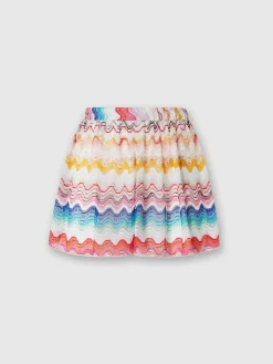 Shorts in perforated viscose blend knit with lurex
