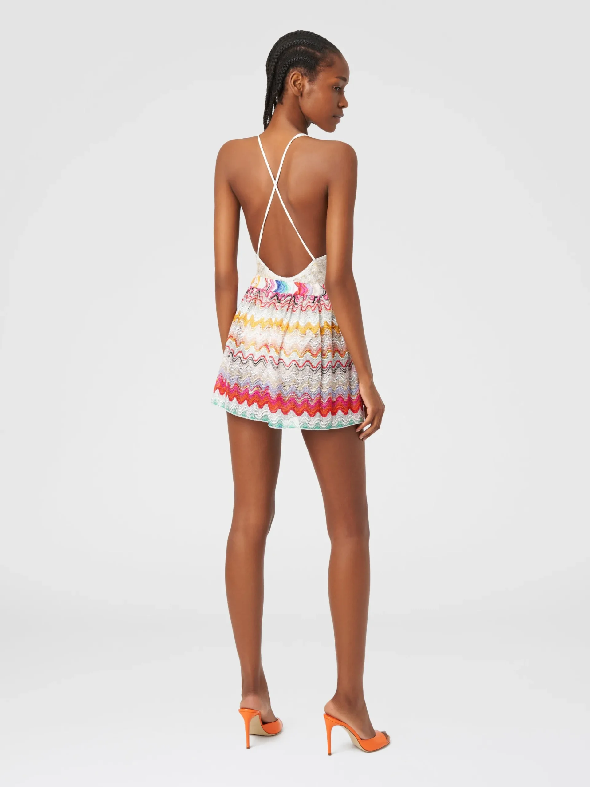 Shorts in perforated viscose blend knit with lurex