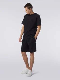 Shorts in zigzag viscose and cotton