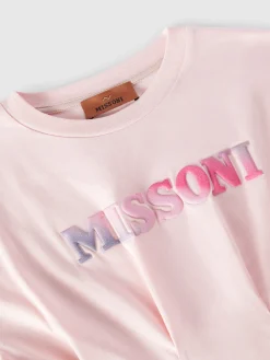 Short-sleeved cotton dress with logo lettering