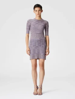 Short-sleeved mini-dress in slub wool