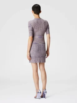 Short-sleeved mini-dress in slub wool