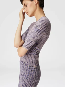 Short-sleeved mini-dress in slub wool