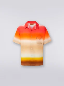 Short-sleeved shirt in dégradé viscose