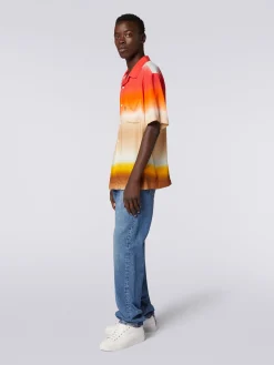 Short-sleeved shirt in dégradé viscose