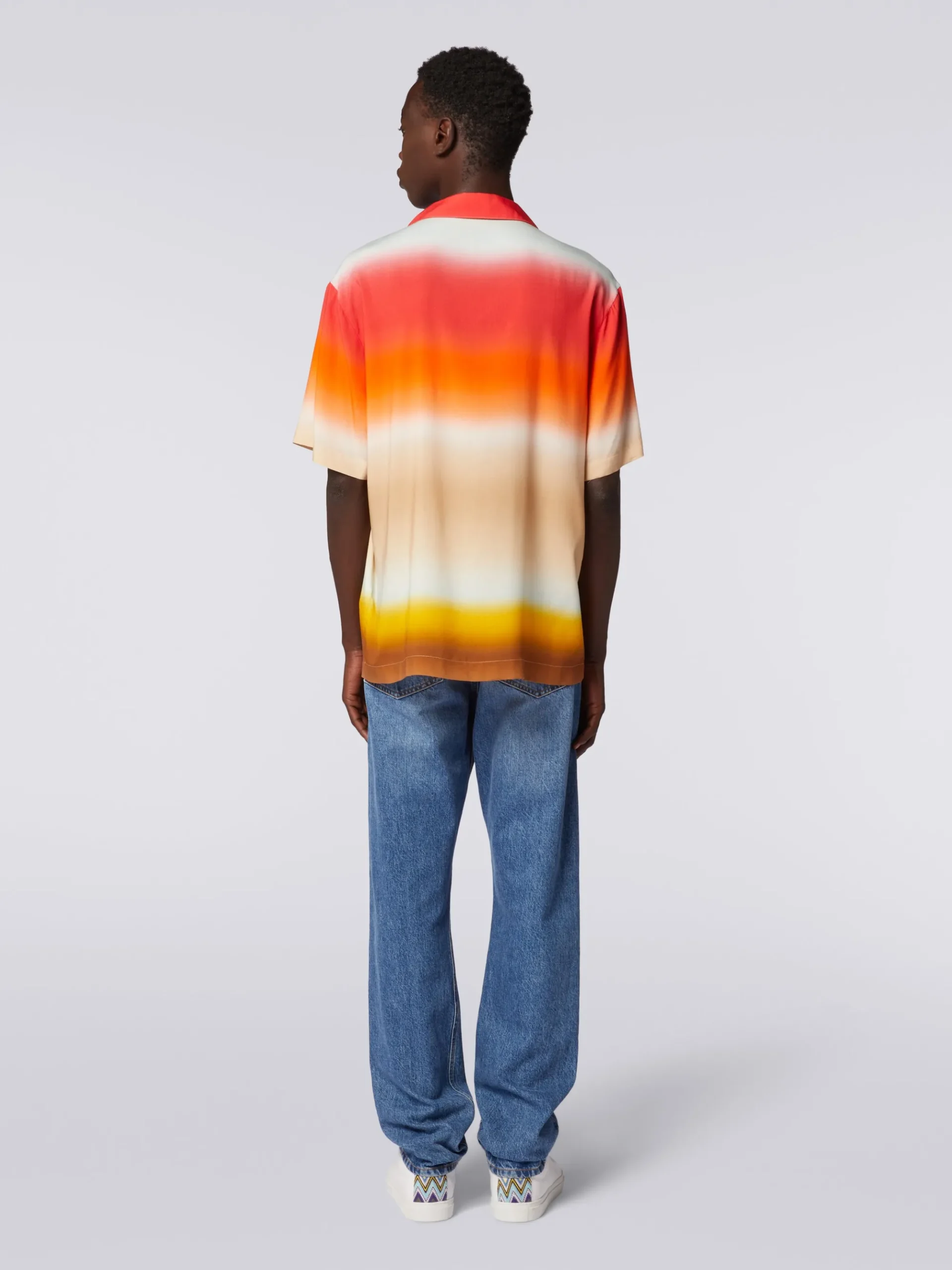 Short-sleeved shirt in dégradé viscose