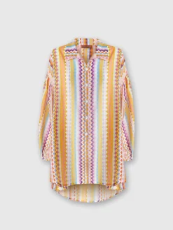 Silk and cotton oversize blouse with zigzag print