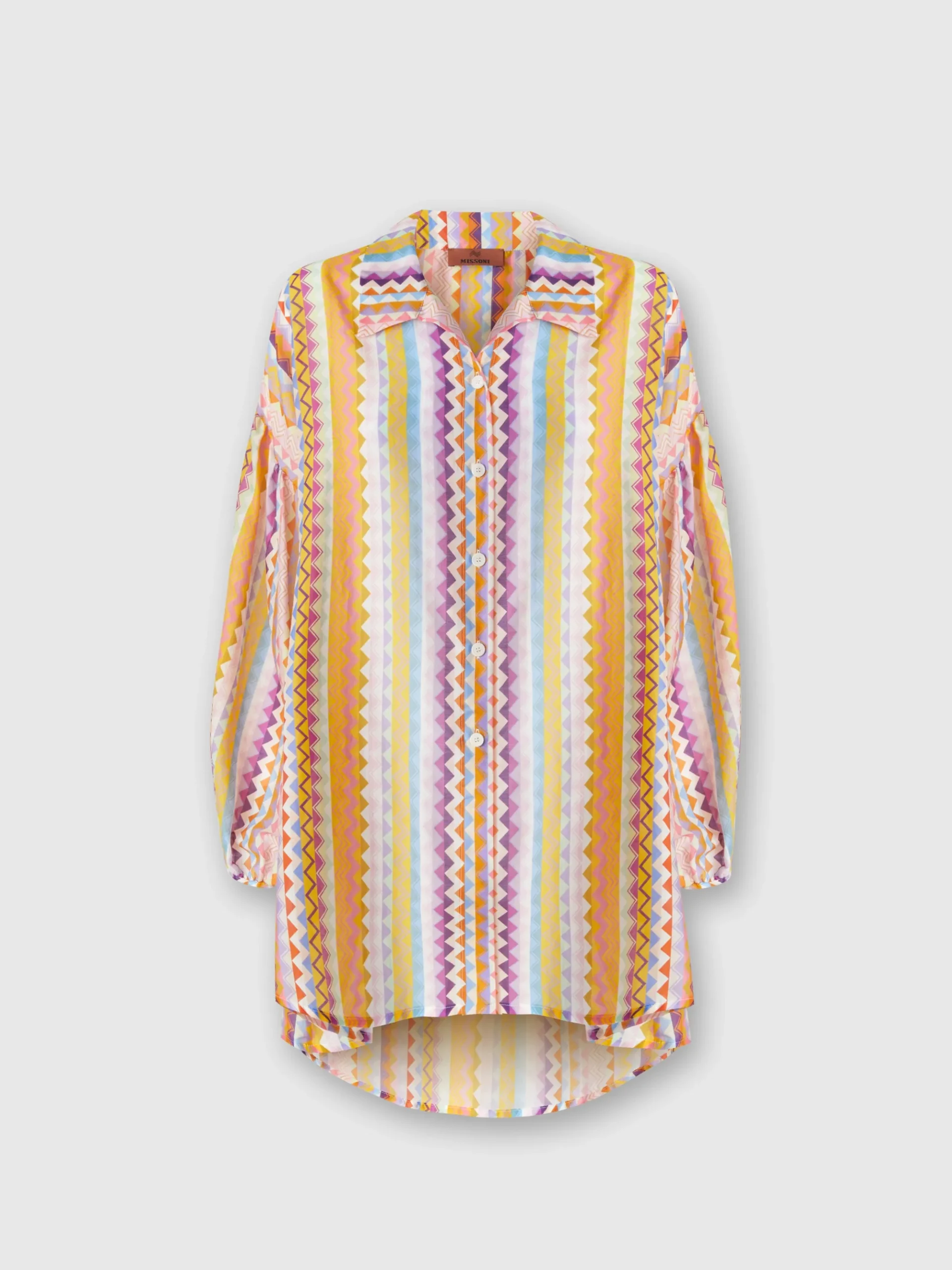 Silk and cotton oversize blouse with zigzag print