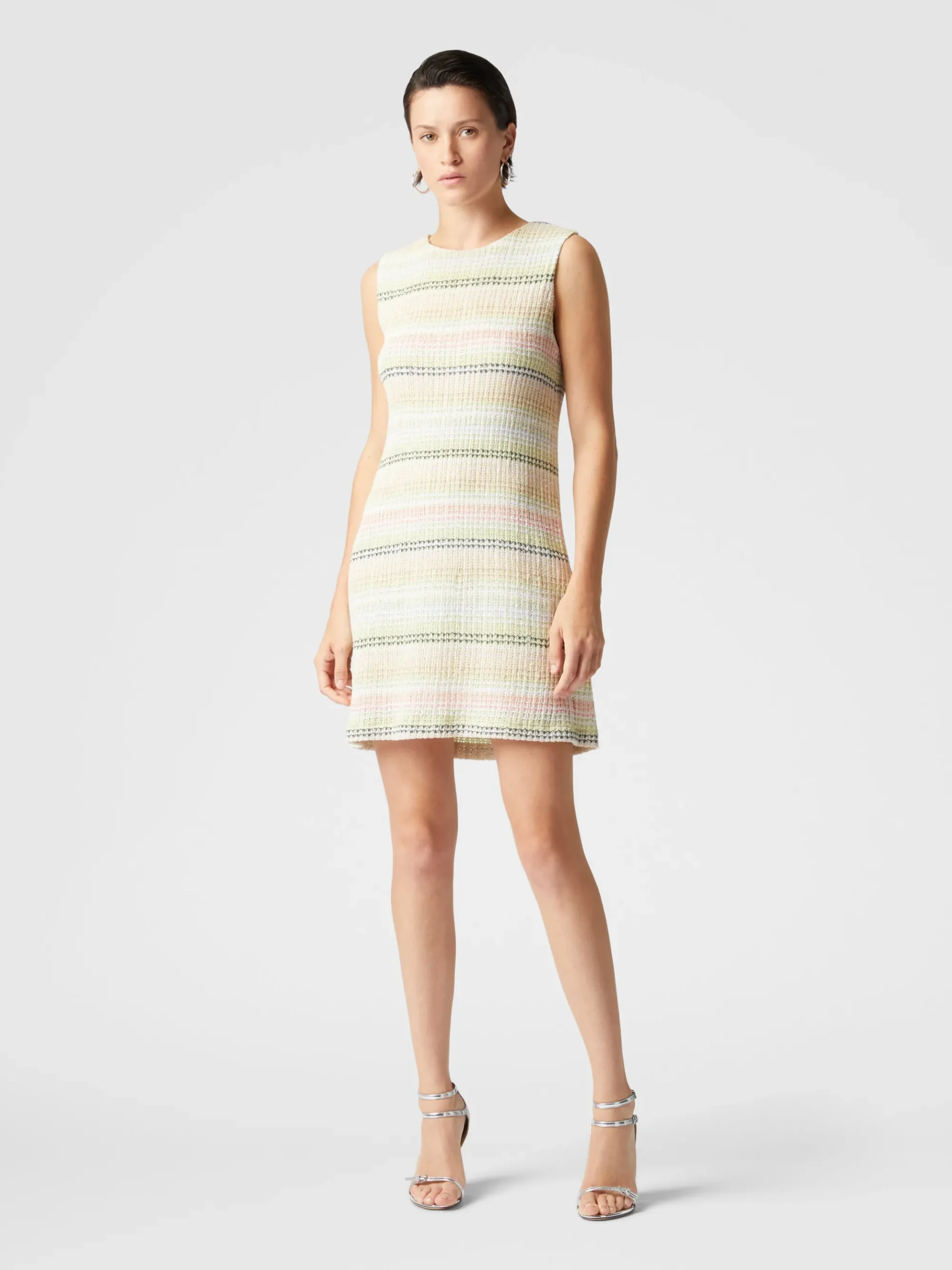 Sleeveless dress in cotton blend with Caperdoni motif