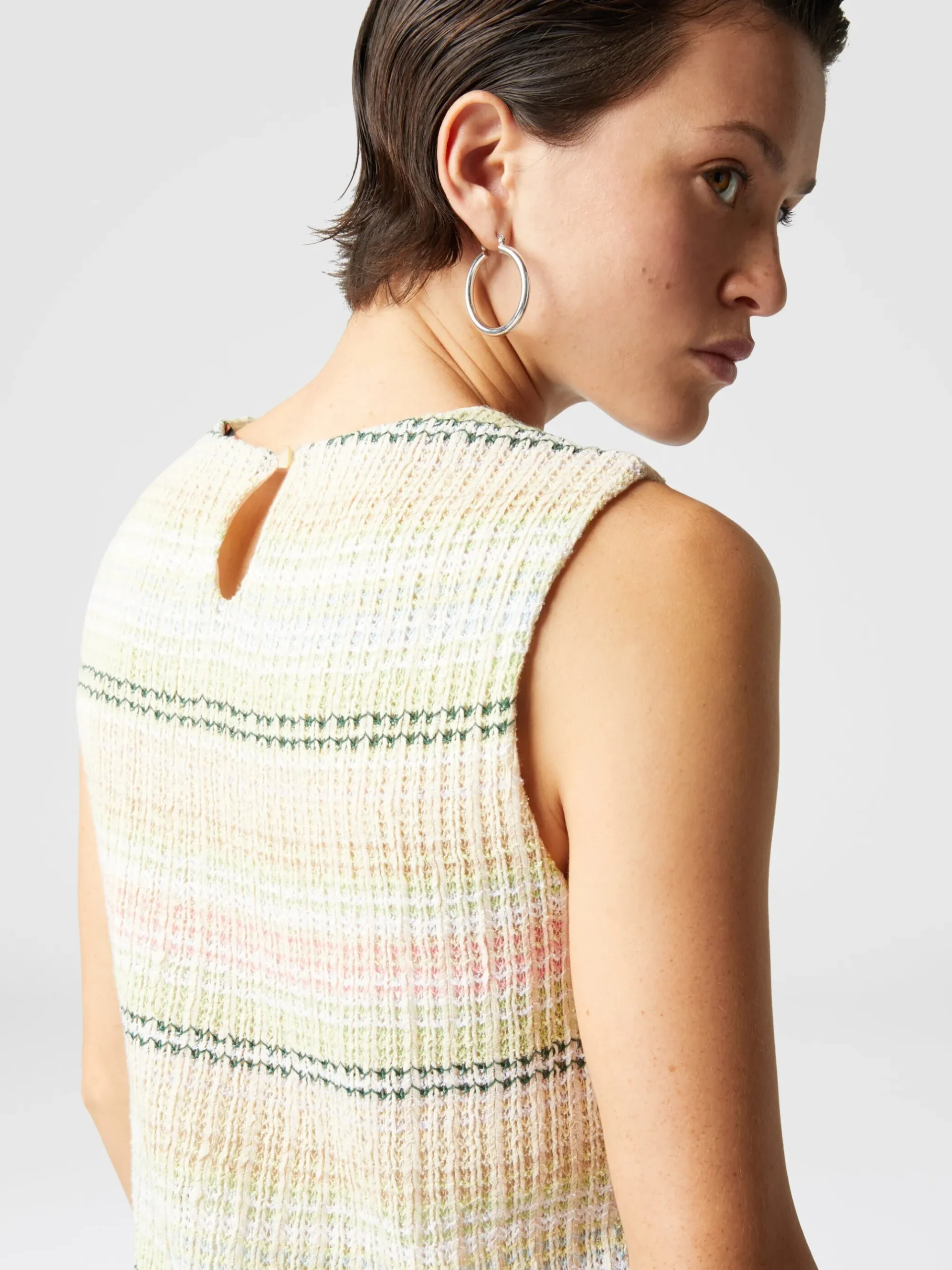 Sleeveless dress in cotton blend with Caperdoni motif