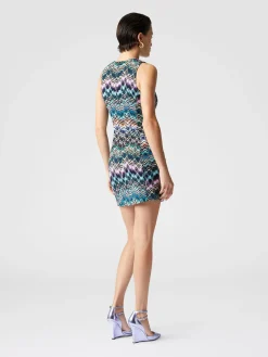 Sleeveless mini-dress in wool and cotton