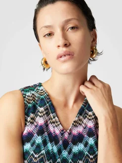 Sleeveless mini-dress in wool and cotton