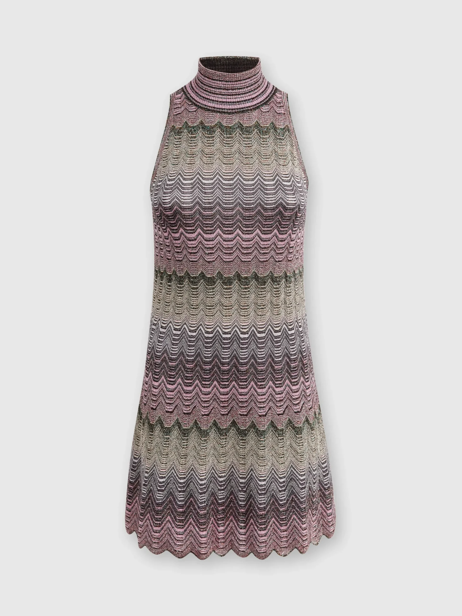 Sleeveless mini-dress with lamé Greek motif