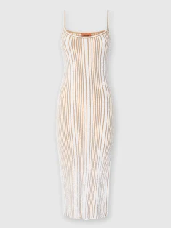 Sleeveless ribbed midi dress with sequins and slit