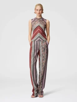 Sleeveless top in lamé slub viscose