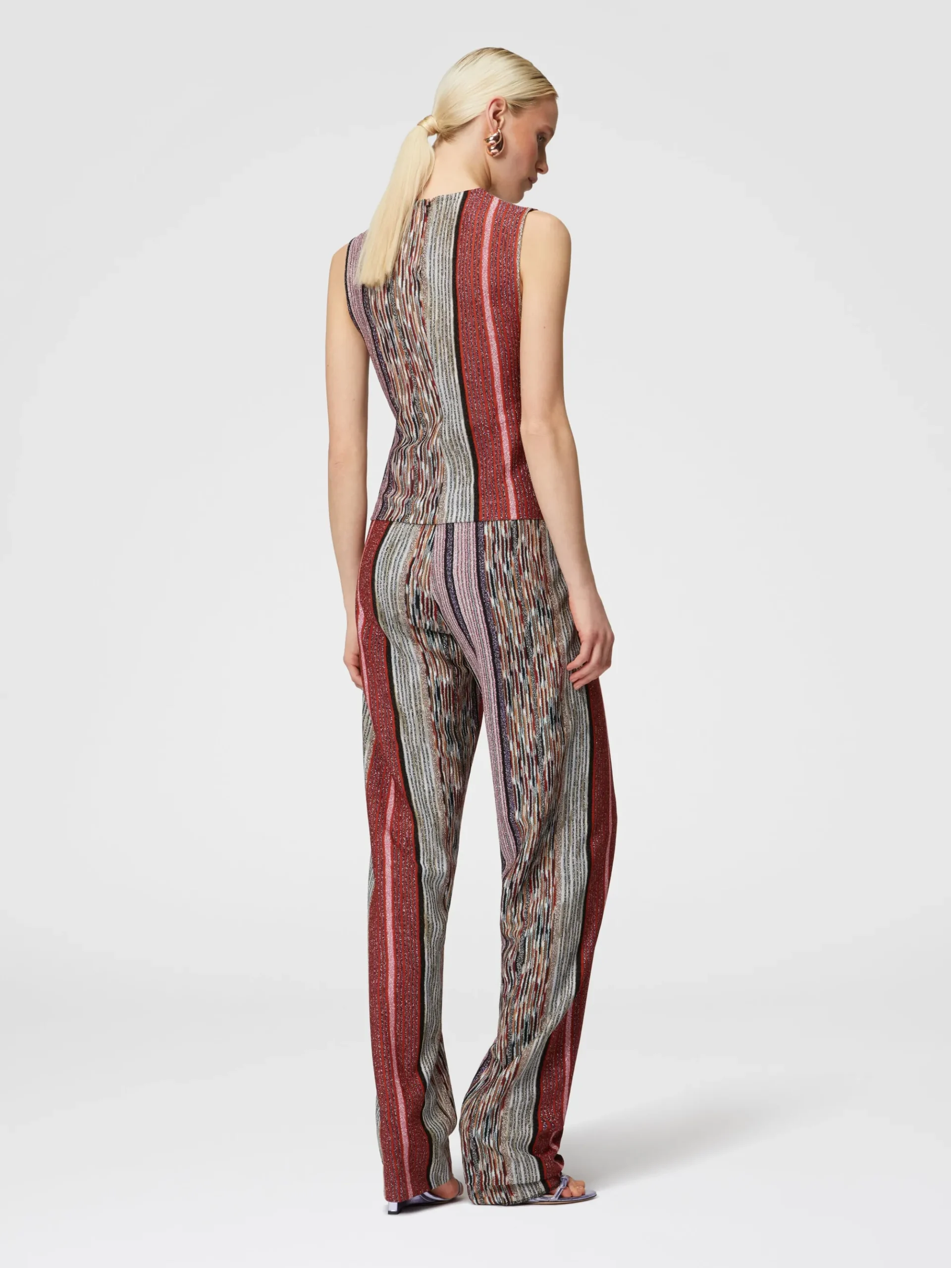 Sleeveless top in lamé slub viscose