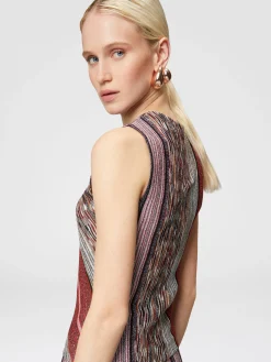 Sleeveless top in lamé slub viscose