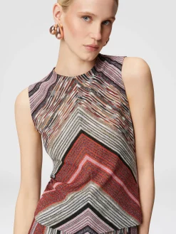 Sleeveless top in lamé slub viscose