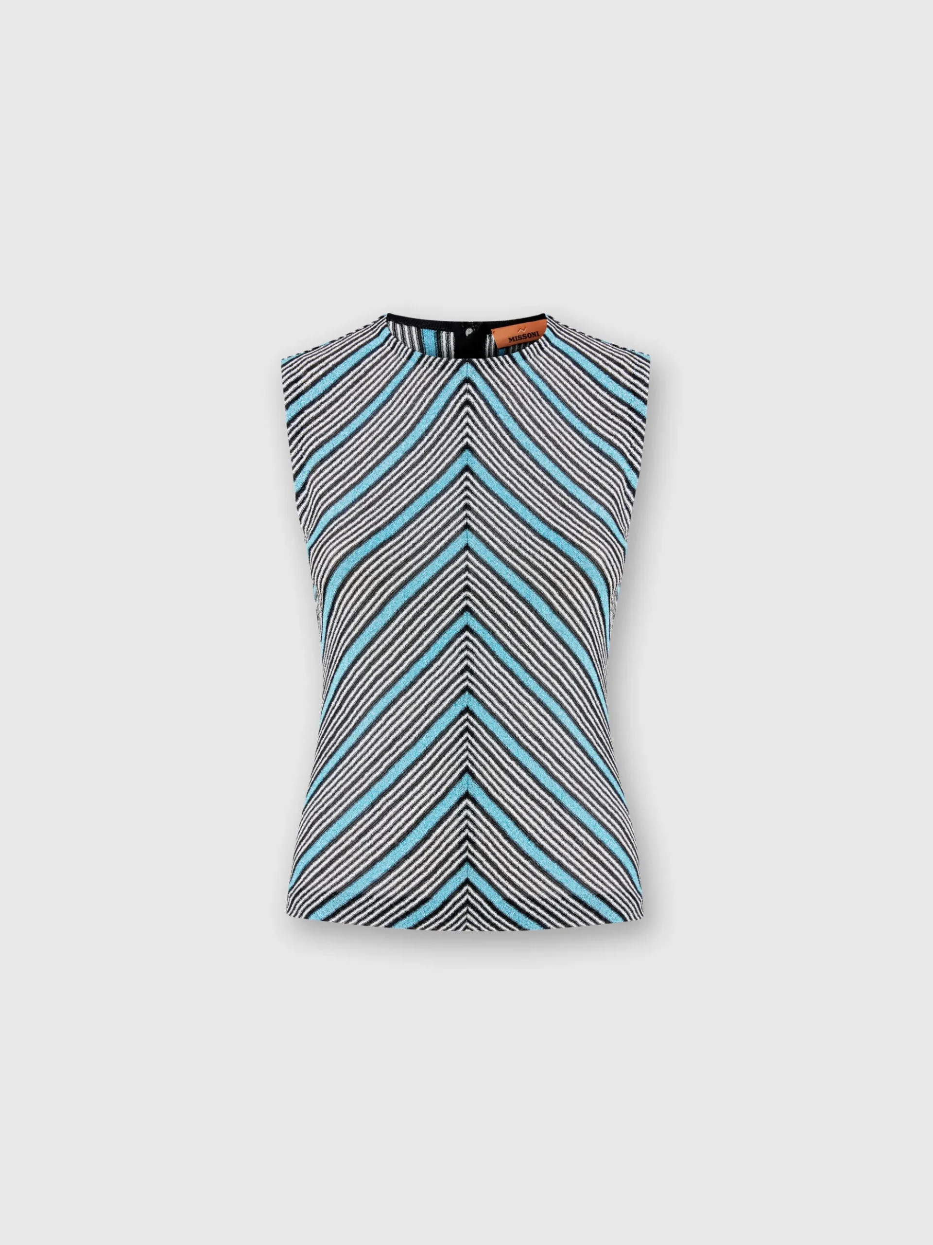 Sleeveless top in lamé striped viscose