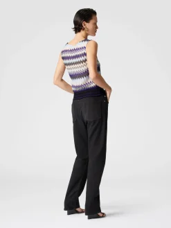 Sleeveless top in zig zag lamé viscose