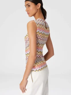 Sleeveless top with gathered neckline
