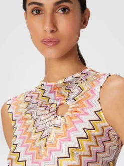 Sleeveless top with gathered neckline